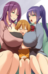 1boy 2girls age_difference between_breasts black_bra blue_hair bra breast_smother breasts brown_hair eyes_closed gigantic_breasts girl_sandwich green_eyes head_between_breasts highres huge_breasts kloah legs long_hair looking_at_viewer multiple_girls open_mouth ponytail purple_hair ribbon sandwiched sitting size_difference smile thighs underwear rating:Questionable score:97 user:joeyjoe 1boy 2girls age_difference between_breasts black_bra blue_hair bra breast_smother breasts brown_hair eyes_closed gigantic_breasts girl_sandwich green_eyes head_between_breasts highres huge_breasts kloah legs long_hair looking_at_viewer multiple_girls open_mouth ponytail purple_hair ribbon sandwiched sitting size_difference smile thighs underwear rating:Questionable score:97 user:joeyjoe