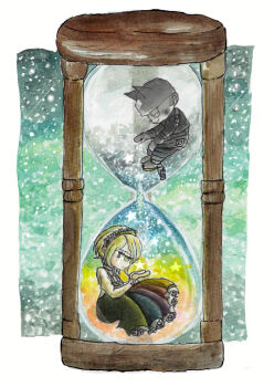  1boy 1girl aqua_background beanie belt black_dress black_hairband blonde_hair border buckle catching chibi closed_eyes closed_mouth collared_shirt commentary_request crying crying_with_eyes_open cuffs danganronpa_(series) danganronpa_v3:_killing_harmony dress eyelashes fake_horns frilled_sleeves frills frown green_eyes hairband happy hat horned_headwear horns hoshi_ryoma hourglass in_hourglass jacket lace lace-trimmed_dress lace-trimmed_hairband lace_trim leather leather_jacket light_blush long_dress long_sleeves moku53 multiple_belts necktie no_gloves outside_border pants partially_colored pinafore_dress pleated_dress print_headwear purple_necktie sad shackles shirt shoes short_hair single_ankle_cuff sleeveless sleeveless_dress smile star_(symbol) streaming_tears striped_clothes striped_pants tears tojo_kirumi white_border white_shirt wrist_belt 