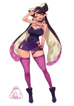 1girl breasts callie_(splatoon) large_breasts little_blood nintendo simple_background splatoon_(series) splatoon_1 tentacle_hair white_background