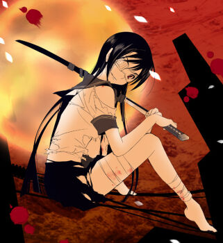  1boy crossdressing crossdressing_(mtf) gakuen_taikutsu_otoko long_hair male_focus midoro_toranosuke school_uniform solo sword trap weapon 