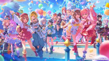  6+girls absurdres ahoge akai_haato alternate_costume animal_ears apron artist_request ayunda_risu backwards_hat baggy_pants balloon baseball_cap bibi_(tokoyami_towa) blonde_hair boots breasts brown_hair commentary_request company_name confetti copyright_notice day dress ferris_wheel food frilled_dress frills furisode gradient_hair grey_hair hair_ornament hairband hand_up hat headphones headphones_around_neck highres himemori_luna holding hololive hololive_dev_is hololive_dreams hololive_english hololive_indonesia horns ichijou_ririka inugami_korone jacket japanese_clothes kaela_kovalskia kimono long_hair long_sleeves low_twintails luknight_(himemori_luna) maid_apron miko multicolored_hair multiple_girls nakiri_ayame ninomae_ina'nis official_art omaru_polka oni ookami_mio oozora_subaru open_clothes open_jacket orange_hair pants pink_hair pointing popcorn purple_hair roller_skates sakura_miko second-party_source shirogane_noel shoes short_hair short_sleeves skates skin-covered_horns squirrel_ears squirrel_girl standing tail takanashi_kiara tentacle_hair twintails underbust virtual_youtuber waitress white_hair wolf_girl wolf_tail 