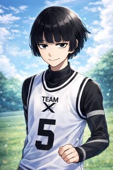 1boy black_eyes black_hair blue_lock chihiro_ezaki footballer soccer soccer_uniform sportswear