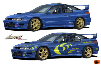  absurdres asterozoa blue_car car commentary highres motor_vehicle no_humans original pirelli simple_background spoiler_(automobile) sponsor subaru_(brand) subaru_alcyone_svx vehicle_focus white_background 