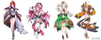  4girls :d ;d ahoge animal_ear_fluff animal_ear_hood animal_ears ascot asymmetrical_dress bare_shoulders belt beret bike_shorts black_hat black_shoes black_shorts black_tail black_thighhighs black_tube_top blue_fire blue_gem boots breasts brown_hair cecilia_immergreen cecilia_immergreen_(1st_costume) chattino_(raora_panthera) claw_pose clawed_boots claws cleavage clothing_cutout collar colored_inner_hair commentary company_name copyright_notice corset cropped_hoodie detached_collar detached_sleeves doll_joints dress elizabeth_rose_bloodflame elizabeth_rose_bloodflame_(1st_costume) english_commentary fake_animal_ears finger_to_mouth fire fire_on_chest full_body gears gem gigi_murin gigi_murin_(1st_costume) goggles goggles_on_head gold_trim green_corset green_eyes green_hair grin hair_between_eyes hair_intakes halterneck hand_on_own_hip hat high_heels highres holojustice hololive hololive_english hood hood_up hoodie huge_ahoge huge_weapon jacket joints large_breasts licking_lips long_hair long_sleeves looking_at_viewer maru_ccy multicolored_hair multiple_girls off_shoulder official_art one_eye_closed open-toe_boots open_mouth orange_hoodie orange_thighhighs panther_ears panther_girl panther_tail pink_eyes pink_hair puffy_long_sleeves puffy_sleeves raora_panthera raora_panthera_(1st_costume) red_ascot red_eyes red_hair red_jacket shirt shoes short_hair shorts showgirl_skirt shushing simple_background single_thighhigh skirt smile standing standing_on_one_leg strapless streaked_hair striped_clothes striped_thighhighs tail teeth thigh_strap thighhighs tongue tongue_out tube_top twintails two-tone_hair virtual_youtuber weapon white_background white_boots white_collar white_dress white_hair white_jacket white_shirt white_thighhighs winding_key yellow_eyes 