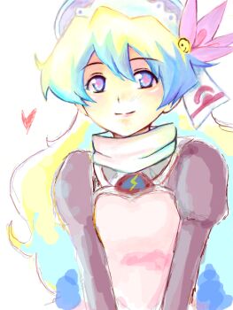  +_+ 00s company_connection cosplay cross-shaped_pupils flower fukui_yukari gainax hair_flower hair_ornament heart maid_headdress multicolored_hair nia_teppelin nono_(cosplay) nono_(top_wo_nerae_2!) smile solo symbol-shaped_pupils tegaki tengen_toppa_gurren_lagann top_wo_nerae!_(series) top_wo_nerae_2! two-tone_hair voice_actor_connection 