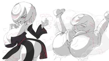  1boy 1girl 2koma ahegao anus ass ass_peek black_dress breasts comic dress gigantic_breasts glitch hair_over_one_eye hand_on_own_chest hetero instant_loss mating_press multicolored_hair open_mouth oppai_loli penis pussy red_hair sage_(sonic) sex short_hair sketch sonic_(series) sonic_frontiers spot_color streaked_hair thick_thighs thighs vaginal veins veiny_penis yelladrill 