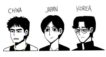  3boys blush china commentary_request earrings glasses hansoom_(latebirdwakeup) highres japan jewelry korea korean_commentary multiple_boys original 