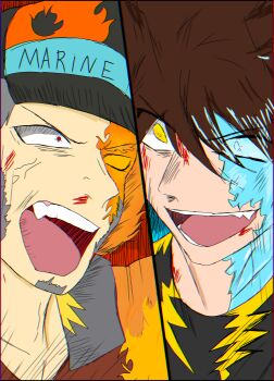  absurdres artist_request battle character_request fire highres ice non-web_source one_piece screaming source_request 