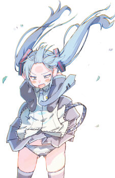  1girl akayama_yukihe blue_hair hatsune_miku open_mouth panties skirt tagme twintails underwear vocaloid 