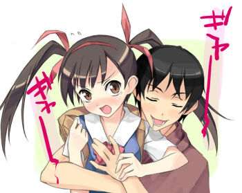 backpack bag brown_eyes kantoku petite randoseru ribbon saliva school_uniform serafuku tears rating:Sensitive score:4 user:danbooru