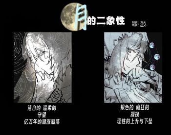  1girl blue_eyes chinese_commentary chinese_text closed_mouth commentary_request dated_commentary everlasting_(e.g.o) faust_(project_moon) gears gloves greyscale_with_colored_background hands_up highres ivy_(675671) limbus_company looking_at_viewer moon_phases multiple_views n_corp._fanatic_(identity)_(project_moon) own_hands_clasped own_hands_together project_moon short_hair smile spot_color translation_request veil wide-eyed 