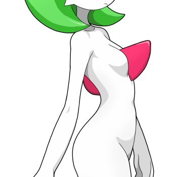  1girl arm_at_side breasts closed_mouth colored_skin completely_nude cowboy_shot eyes_out_of_frame female_focus from_side gardevoir gen_3_pokemon green_hair groin head_out_of_frame highres masterx nintendo nude pokemon pokemon_(creature) short_hair simple_background small_breasts solo standing white_background white_skin  rating:Questionable score:18 user:AngryZapdos
