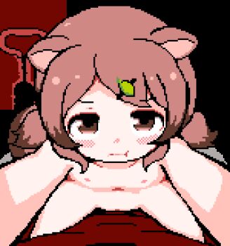  1girl :t animal_ears animated animated_gif blush breasts brown_hair continuous_ejaculation cross-section cum cum_in_pussy dark-skinned_male dark_skin ejaculation fertilization heart heart_in_eye hetero hinainf impregnation internal_cumshot loli looking_at_viewer lowres medium_hair nude open_mouth ovum pixel_art pout pov sex small_breasts straddling symbol_in_eye tail tanuki vaginal  rating:Explicit score:695 user:BobKerman05