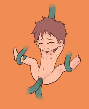 1girl anal animated animated_gif armpits bandaid bandaid_on_face barefoot brown_hair clitoris closed_eyes completely_nude double_penetration feet flat_chest loli navel nipples nude orange_background pussy rape restrained short_hair soles source_request stomach_bulge suspension tagme tears tentacle_sex tentacles toes toffeedoodles tomboy uncensored vaginal rating:Explicit score:311 user:Majesticcravor