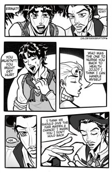  1girl 2boys comic couple english_text erina_pendleton hamon highres husband_and_wife jojo_no_kimyou_na_bouken jonathan_joestar master_and_apprentice master_and_pupil multiple_boys speech_bubble will_anthonio_zeppeli  rating:General score:1 user:Dasoap175