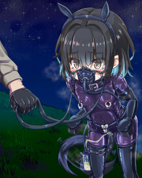  1girl anal anal_beads anal_tail animal_ears animal_hands bdsm black_hair blue_hair bodysuit bondage bondage_mittens bondage_outfit bound breasts butt_plug cat_ears chimotabo_no_mago collar corset corset_top covered_erect_nipples fake_animal_ears fake_tail gag gag_harness gagged gloves horse_ears horse_girl latex latex_suit leash leash_pull lock loli mask_gag nipple_piercing object_insertion original padlock piercing piercing_through_clothes pony_play public_indecency sex_toy short_hair slave small_breasts solo tail uncensored vaginal vaginal_object_insertion walking yellow_eyes 