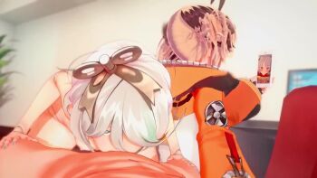  1boy 2girls 3d :>= all_fours animated arm_at_side black_hoodie breasts brown_hair camera_phone cecilia_immergreen cellphone chiyo1000nights clueless completely_nude doll_girl feet_out_of_frame fellatio from_above from_behind gigi_murin gigi_murin_(1st_costume) green_eyes green_hair green_nails grey_hair hair_between_eyes hand_up hetero holding holding_phone hololive hololive_english hood hood_down hoodie indoors koikatsu_(medium) long_sleeves looking_at_viewer looking_up looping_animation medium_hair multicolored_hair multicolored_hoodie multiple_girls nail_polish nipples nude opennsfwsp oral orange_hoodie penis petite phone pov pov_crotch recording short_hair small_breasts smartphone sound standing streaked_hair tagme twintails two-tone_hair uncensored upper_body upturned_eyes vampkittinsfx video wataamage white_hoodie 