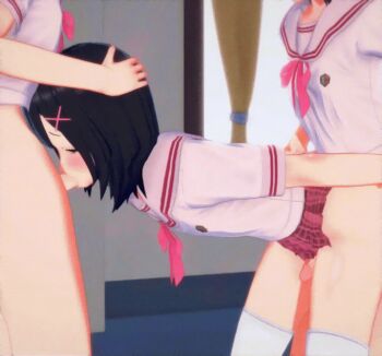  3boys 3d anal animated animated_gif ariai arms_behind_back black_hair blush bottomless clothed_sex clothes_lift commentary cross_hair_ornament crossdressing crossdressing_(mtf) erection fellatio group_sex hair_ornament hairclip hands_on_another's_head holding_another's_arm indoors koikatsu_(medium) male_focus male_penetrated medium_hair mmm_threesome multiple_boys oral original penis photoshop_(medium) pink_ribbon ribbon school_uniform serafuku sex sex_from_behind short_hair skirt skirt_lift solo_focus spitroast standing standing_sex thighhighs thighs third-party_edit threesome trap trap_on_trap uncensored white_serafuku white_thighhighs yaoi yellow_eyes  rating:Explicit score:198 user:danbooru