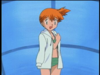  animated animated_gif bikini coat lowres misty_(pokemon) nintendo pokemon qvga swimsuit undressing  rating:Sensitive score:63 user:maniacal_tentacle_monster
