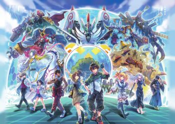  6+boys 6+girls arm_blade arm_cannon armor barefoot bird black_dress black_hair black_shirt black_tank_top blonde_hair blue_fire blue_hair blue_jacket blue_leotard blue_shorts braid breasts brown_hair brown_vest camisole cape card cendrillmon close_(digimon) coat colored_skin commentary_request cool_boy_(digimon) copyright_name d-storage dark-skinned_male dark_skin denim denim_shorts digimoji digimon digimon_(creature) digimon_card_game digimon_liberator dragon dress drill_hair energy_cannon fire ghost green_armor green_jacket grey_coat grey_hair grey_shorts group_picture hair_ornament hand_in_pocket head-mounted_display high-waist_shorts high_ponytail highres holding holding_card jacket kazama_shoto kinosaki_arisa knight lab_coat leotard long_hair mecha medium_breasts medusamon multicolored_hair multicolored_jacket multiple_boys multiple_girls muscular muscular_male necromon official_art omegamon omegamon_x-antibody owen_dreadnought pants pink_camisole pink_skin pointy_ears ponytail purple_hair pyramid_(structure) pyramidimon ragnamon red_cape red_hair red_jacket red_pants robot sand shirt short_hair shorts snake_hair_ornament spiked_hair standing streaked_hair sunglasses sword tank_top tied_jacket trading_card twin_braids twin_drills two-sided_cape two-sided_fabric two-tone_jacket very_long_hair vest weapon white_cape white_coat white_hair white_jacket wings yao_qinglan yellow_jacket zenith_(digimon) zephagamon 