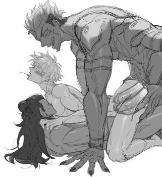  3boys anal blush crying cuntboy cuntboy_with_male double_penetration getou_suguru gojou_satoru height_difference highres jujutsu_kaisen large_penis licking_lips long_hair monochrome multiple_boys muscular muscular_male nude open_mouth penis rough_sex ryoumen_sukuna_(jujutsu_kaisen) sex short_hair size_difference tattoo tongue tongue_out triple_penetration vaginal x-ray xyu909661  rating:Explicit score:12 user:Sukugumi1