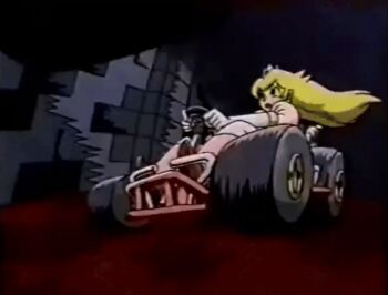 1990s_(style) 1996 1girl animated animated_gif anime_screenshot blonde_hair blue_eyes crown dress drifting driving earrings elbow_gloves engine eyelashes floating_hair full_body game_console gloves go-kart high_heels jewelry kart knees_up lips long_dress long_hair mario_(series) mario_kart mario_kart_64 nintendo pedal pink_dress pink_lips princess princess_peach puffy_short_sleeves puffy_sleeves race_vehicle retro_artstyle shadow short_sleeves sitting steering_wheel tagme thwomp wheel white_gloves