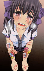 1girl bandaid bangs bare_arms black_hair black_legwear black_neckwear blush breasts breath cleavage collared_shirt crying crying_with_eyes_open cuts d: fingernails floor floral_print flower from_above from_behind frown hair_between_eyes hair_ribbon hata-tan heart heart_print highres himekaidou_hatate indoors injury kneehighs long_hair looking_at_viewer looking_up miniskirt necktie open_mouth outstretched_arms pink_eyes plaid plaid_skirt polka_dot purple_ribbon purple_skirt ribbon sad shiori_(moechin) shirt sidelocks skirt slit_wrist small_breasts solo streaming_tears tareme tears teeth tongue touhou twintails white_shirt rating:Safe score:16 user:danbooru 1girl bandaid bangs bare_arms black_hair black_legwear black_neckwear blush breasts breath cleavage collared_shirt crying crying_with_eyes_open cuts d: fingernails floor floral_print flower from_above from_behind frown hair_between_eyes hair_ribbon hata-tan heart heart_print highres himekaidou_hatate indoors injury kneehighs long_hair looking_at_viewer looking_up miniskirt necktie open_mouth outstretched_arms pink_eyes plaid plaid_skirt polka_dot purple_ribbon purple_skirt ribbon sad shiori_(moechin) shirt sidelocks skirt slit_wrist small_breasts solo streaming_tears tareme tears teeth tongue touhou twintails white_shirt rating:Safe score:16 user:danbooru