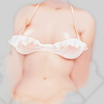  1girl arms_at_sides bra breasts breasts_apart female_focus grey_background head_out_of_frame highres inverted_nipples medium_breasts navel original quuni shiny_skin simple_background sketch small_breasts solo stomach underwear underwear_only upper_body white_bra  rating:Questionable score:27 user:danbooru