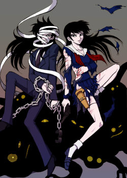  2boys brothers crossdressing crossdressing_(mtf) gakuen_taikutsu_otoko male_focus midoro_toranosuke midou_tatsuma multiple_boys siblings 