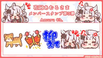  >_< 1girl :d :i ahoge anger_vein black_flower black_jacket black_rose blush_stickers closed_eyes closed_mouth collared_shirt commentary_request double_bun flower grey_shirt hair_bun hair_flower hair_ornament highres holding holding_microphone indie_virtual_youtuber jacket kamuri_amuru long_sleeves microphone mitarashi_neko multiple_views notice_lines open_mouth pout puffy_cheeks rose shirt sleeves_past_fingers sleeves_past_wrists smile translation_request two_side_up virtual_youtuber xd 