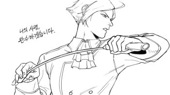 1girl ahoge archived_source ascot buttons efd elisabeth_blanctorche fighting_stance frown furrowed_brow highres holding holding_riding_crop holding_whip korean_commentary korean_text parted_lips riding_crop riding_outfit short_hair the_king_of_fighters translation_request