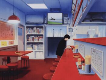 Rule 34 | 1988, 1boy, 1girl, 80s, animated, animated gif, apron, ashtray, ass, ass shake, black hair, book, bowl, box, breasts, ceiling, chair, chopsticks, cleavage, cooking, counter, delivery, dishwashing, earrings, eating, floor, food, food delivery box, frying pan, high ponytail, holding, holding box, indoors, izayoi kyouyi, jacket, jewelry, joten`in, lipstick, lowres, makai toshi shinjuku, makeup, menu, multiple girls, newspaper, noodles, oldschool, open clothes, open jacket, orange shirt, pants, ponytail, ramen, red pants, restaurant, retro artstyle, shirt, sleeves rolled up, smile, soy sauce, spanked, spanking, stool, stove, table, tagme, television, walking, wide shot