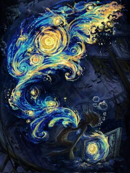 1other abstract air_bubble boat bubble commentary english_commentary faceless fish from_side highres looking_down original page_nak1 short_hair solo underwater watercraft