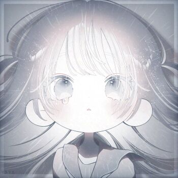 1girl blush choppy_bangs eyelashes grey_eyes grey_hair highres long_hair looking_at_viewer original parted_lips portrait solo square thk_41