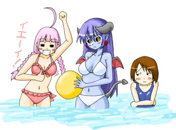 Rule 34 | 3girls, astaroth (shinrabanshou), multiple girls, os-tan, shinrabanshou, swimsuit, tagme, water, we-tan, yamada-san