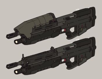 assault_rifle battle_rifle bullpup grey_background gun halo_(series) ma5 no_humans redesign rifle ruben_menzel trigger variations weapon weapon_focus