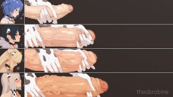 4futa animal_ears animal_print animated animated_gif artist_name bell blue_eyes blue_hair blush breath censored closed_eyes comparison cow_ears cow_print cowbell erection fake_animal_ears foreskin futanari futanari_masturbation ganyu_(genshin_impact) genshin_impact heavy_breathing huge_penis large_penis long_hair masturbation mosaic_censoring multiple_futa neck_bell ningguang_(genshin_impact) open_mouth penis penis_chart penis_size_difference precum shenhe_(genshin_impact) theobrobine tongue tongue_out veins veiny_penis white_hair yelan_(genshin_impact)