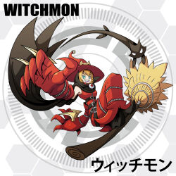 Rule 34 | 1girl, broom, broom riding, digimon, digimon (creature), female focus, hat, solo, witch, witch hat, witchmon