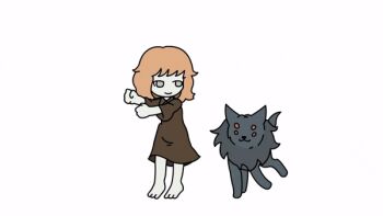 1girl :3 :d animated animated_gif artist_request blinking brown_robe closed_eyes closed_mouth dancing demon dog fear_&amp;_hunger fear_&amp;_hunger_(series) fear_&amp;_hunger_1 full_body grey_eyes long_sleeves looking_at_viewer medium_hair moonless_(fear_&amp;_hunger) open_mouth orange_hair robe smile solo source_request standing the_girl_(fear_&amp;_hunger) white_background