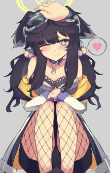 1girl absurdres animal_ears black_hair blue_archive blue_eyes blush dog_ears dog_girl engineering_department_(blue_archive) goggles goggles_on_head halo hibiki_(blue_archive) highres looking_at_viewer mountain_yasan yellow_halo