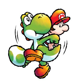 2boys baby baby_mario boots brown_boots brown_hair colored_skin diaper egg green_skin green_yoshi hat highres mario mario_(series) multiple_boys nintendo official_art red_hat short_hair simple_background third-party_source white_background yoshi yoshi&#039;s_island_ds