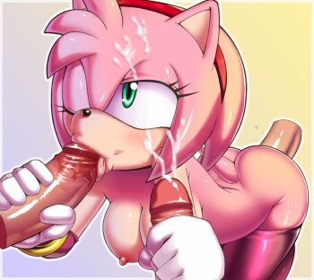 1girl amy_rose animal_ears apostle_(artist) ass bent_over blush bow breasts cum disembodied_penis doggystyle fellatio furry gloves green_eyes group_sex handjob interspecies large_breasts leggings lips nipples one_eye_closed oral orgy penis pink_hair pussy_juice saliva sega sex sex_from_behind sonic_(series) sonic_boom_(series) tail tongue tongue_out uncensored vaginal wink