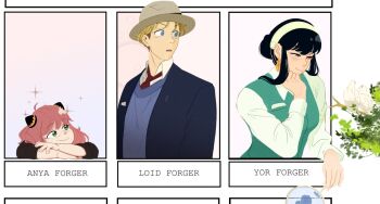 1boy anya_(spy_x_family) black_hair blush breasts child dress earrings gold_earrings hair_ornament hairband hairpods holding husband_and_wife jewelry large_breasts long_hair nv0212v open_mouth pink_hair red_eyes shirt short_hair sidelocks smile spy_x_family twilight_(spy_x_family) white_hairband yor_briar