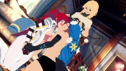 1boy 2girls 3d animated braid braided_ponytail breast_press breasts bridget_(guilty_gear) clothes_lift cooperative_fellatio dizzy_(guilty_gear) erection fellatio ffm_threesome group_sex guilty_gear guilty_gear_strive hetero holding_hands jack-o'_valentine large_breasts large_penis mature_female multiple_girls nipples oral penis ponytail puffy_nipples queen_dizzy rbf7 skirt skirt_lift sound symmetrical_docking tagme teamwork_(sexual) threesome video