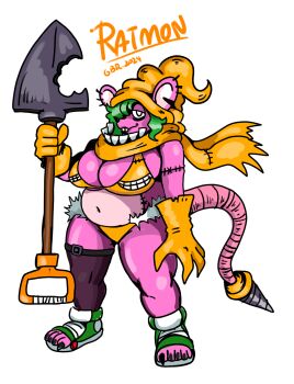 Rule 34 | 1girl, breasts, digimon, digimon (creature), drill, female focus, gloves, highres, oridigi, original, scumon, solo, tail, tyumon