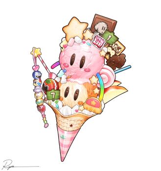 Rule 34 | 1up, apple, apple slice, bun (kirby), candy, character-themed food, character request, commentary, food, food focus, fruit, fumu (kirby), heart, highres, ice cream, invincible candy, king dedede, kirby, kirby's dream land, kirby: right back at ya!, kirby (series), lollipop, macaron, marshmallow, maxim tomato, meta knight, nintendo, ryota (ry o ta), sign, signature, star (symbol), swirl lollipop, symbol-only commentary, waddle dee