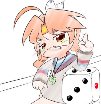 1girl candy_dream chibi cigarette commentary_request dice holding holding_cigarette native_american richman_(series) solo