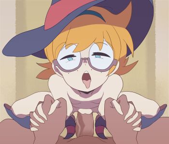 1boy 1girl age_difference blue_eyes boots censored dark-skinned_male dark_skin dbm flat_chest freckles from_above full_body girl_on_top glasses grey-framed_eyewear half-closed_eyes hat hetero highres holding_hands indoors interlocked_fingers interracial leaning_forward little_witch_academia loli looking_at_viewer lotte_jansson mosaic_censoring no_sclera nude open_mouth orange_hair penis pov pov_crotch pov_hands purple_boots purple_hat pussy semi-rimless_eyewear sex short_hair size_difference solo_focus squatting thigh_boots tongue tongue_out torogao under-rim_eyewear vaginal variant_set witch_hat