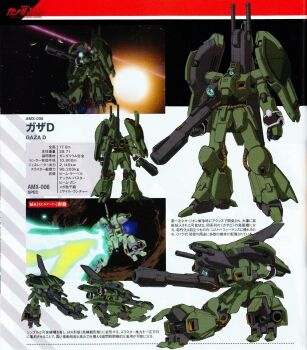 alternate_form anime_screenshot_inset artist_request battle beam_cannon beam_rifle cable character_name colored_lineart energy_beam energy_gun explosion gaza-d gundam gundam_perfect_file gundam_unicorn highres logo machinery magazine_scan mecha mecha_focus mixed-language_text mobile_armor mobile_suit multiple_views neo_zeon no_humans official_art one-eyed robot scan science_fiction scope space spacecraft starfighter title translation_request weapon