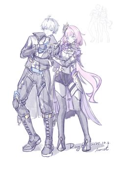 1boy 1girl ahoge armor belt black_belt black_boots black_jacket black_pants black_shorts blue_belt blue_eyes blunt_bangs boots breasts closed_mouth commentary dated elysia_(honkai_impact) elysia_(miss_pink_elf)_(honkai_impact) english_commentary english_text full_body hair_between_eyes hair_ribbon half-closed_eyes hand_up headpiece highres honkai_(series) honkai_impact_3rd jacket kevin_kaslana knee_pads lancet_corgi lapels long_hair long_sleeves looking_at_viewer mandarin_collar medium_breasts open_clothes open_jacket pants pink_hair ribbon shadow shirt short_hair short_shorts shorts shoulder_armor simple_background smile standing tank_top thigh_boots thigh_strap thumbs_up wavy_hair white_background white_hair white_shirt white_tank_top yellow_ribbon